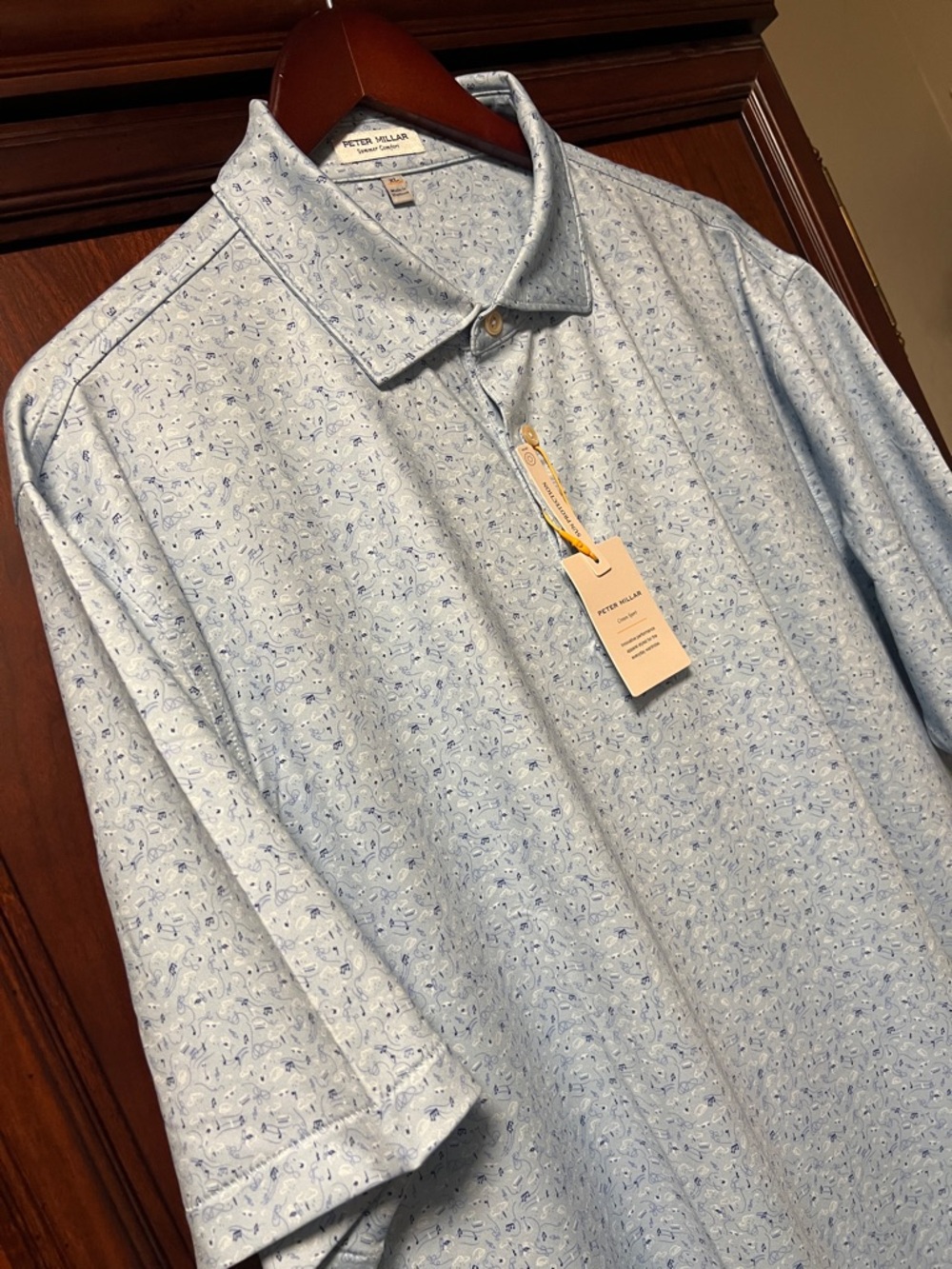 New Peter Millar Summer Comfort Stretch Music 🎼 🎶 melodies themed Golf ⛳️ Polo!